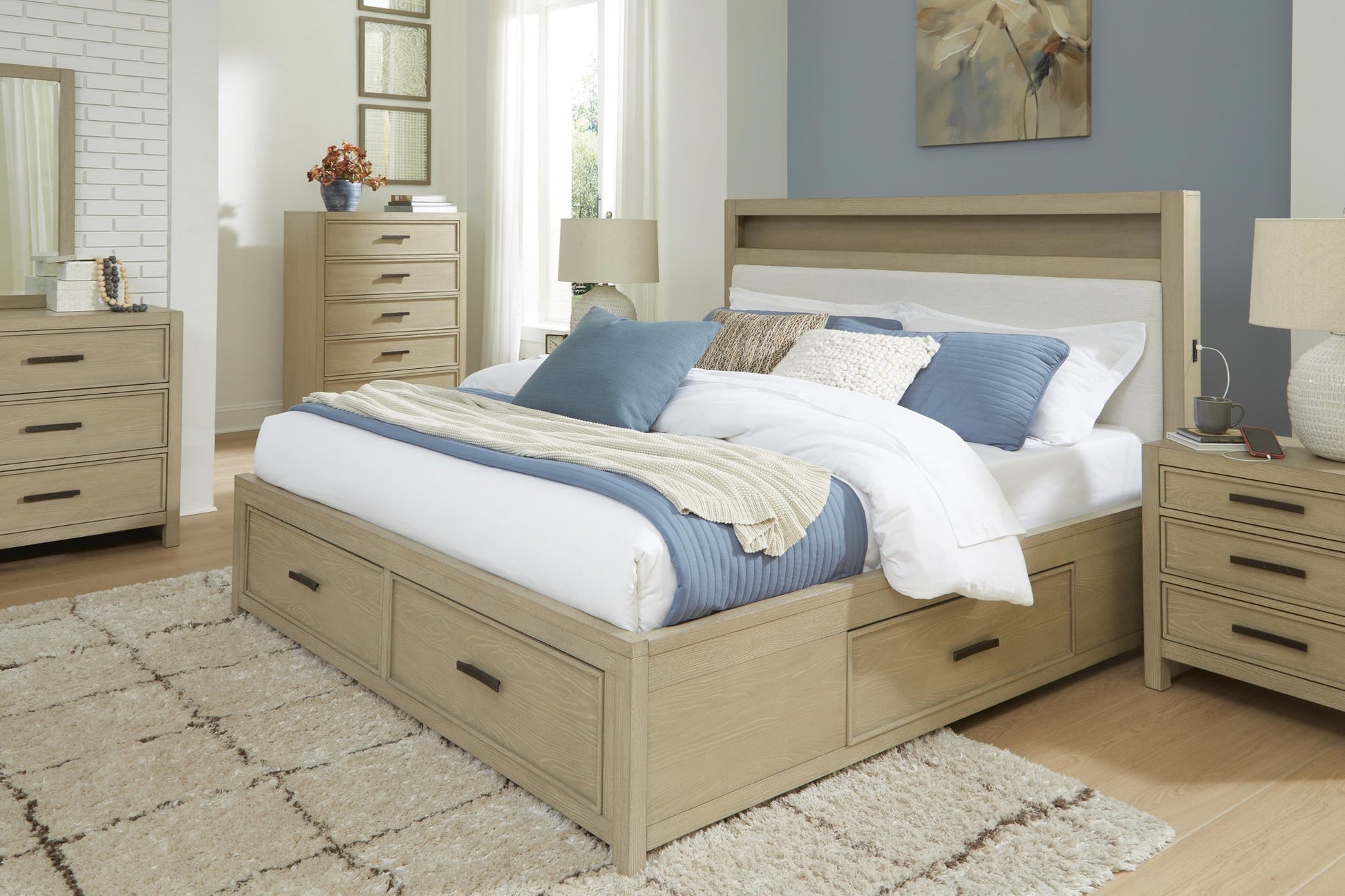 Calmoro  Bookcase Bed With Mirrored Dresser And Nightstand Signature Design by Ashley®