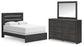 Delmorta  Panel Bed, Dresser And Mirror