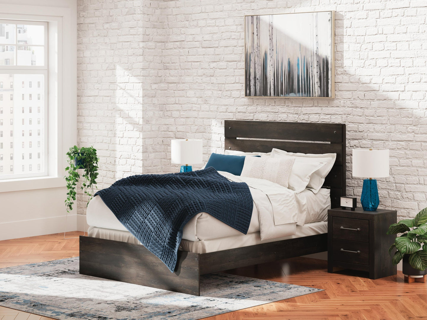 Delmorta  Panel Bed, Dresser And Mirror