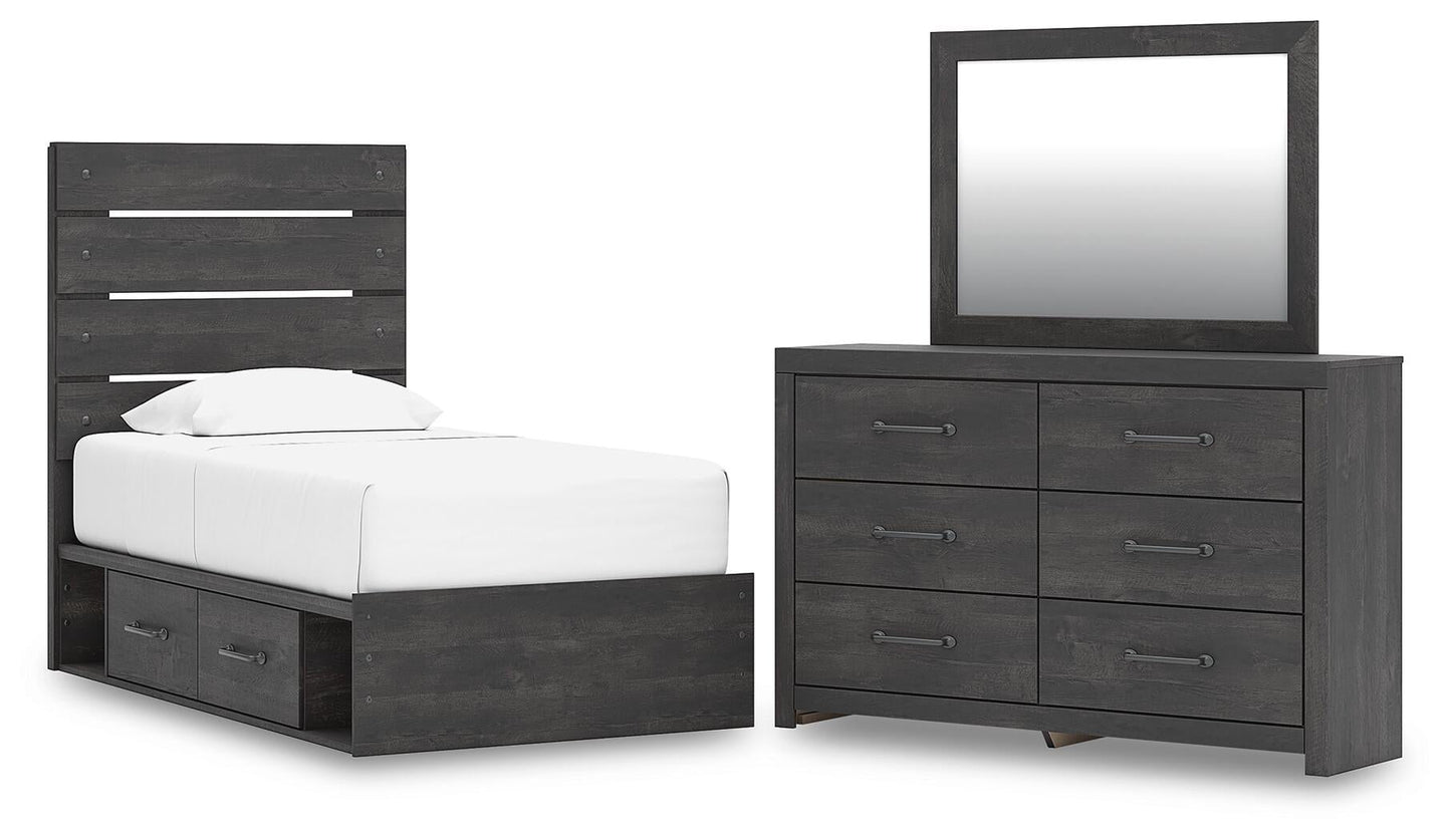 Delmorta  Panel Storage Bed, Dresser And Mirror Signature Design by Ashley®