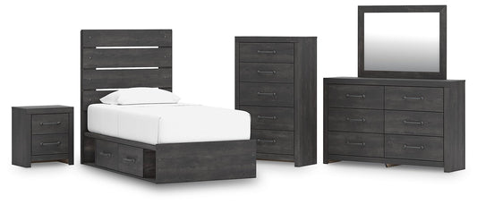 Hollivern  Panel Bed With Storage, Dresser, Mirror, Chest And Nightstand Signature Design by Ashley®