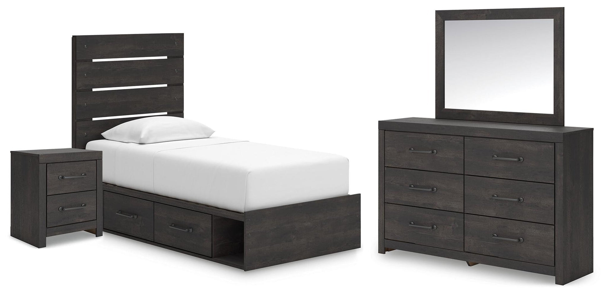 Delmorta  Panel Bed With Storage, Dresser, Mirror And Nightstand Signature Design by Ashley®