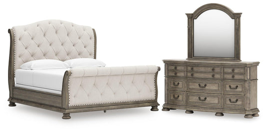 Ardenfield  Upholstered Sleigh Bed, Dresser And Mirror Signature Design by Ashley®