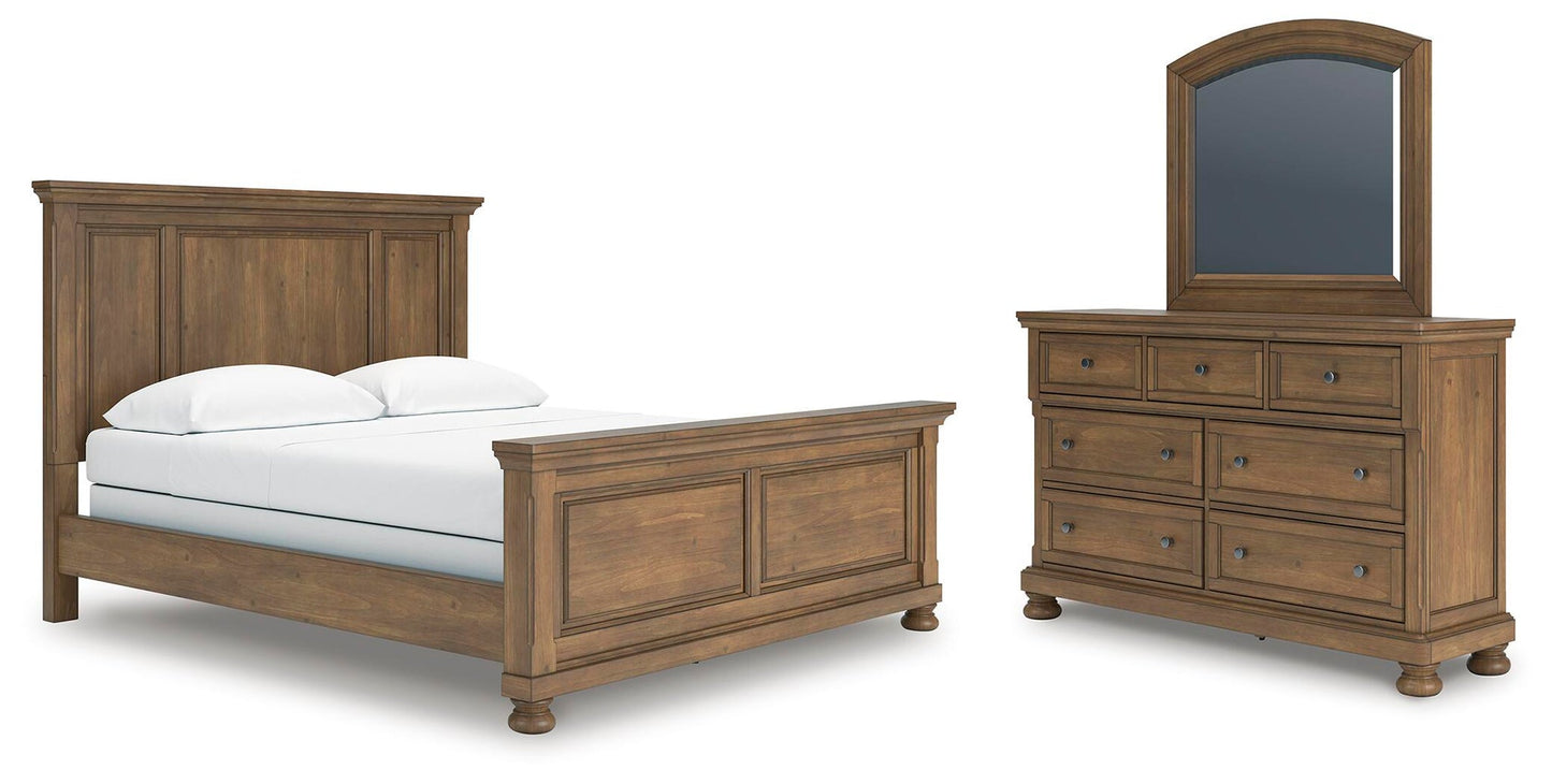 Vandenmore California  Panel Bed With Mirrored Dresser