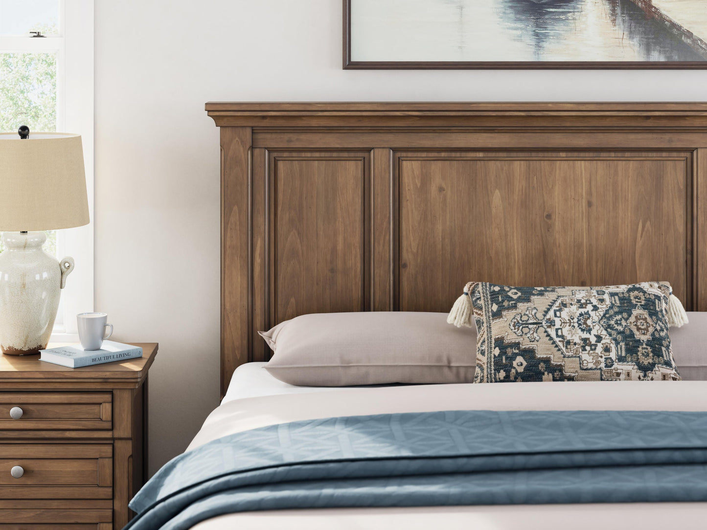 Vandenmore California  Panel Bed With Mirrored Dresser