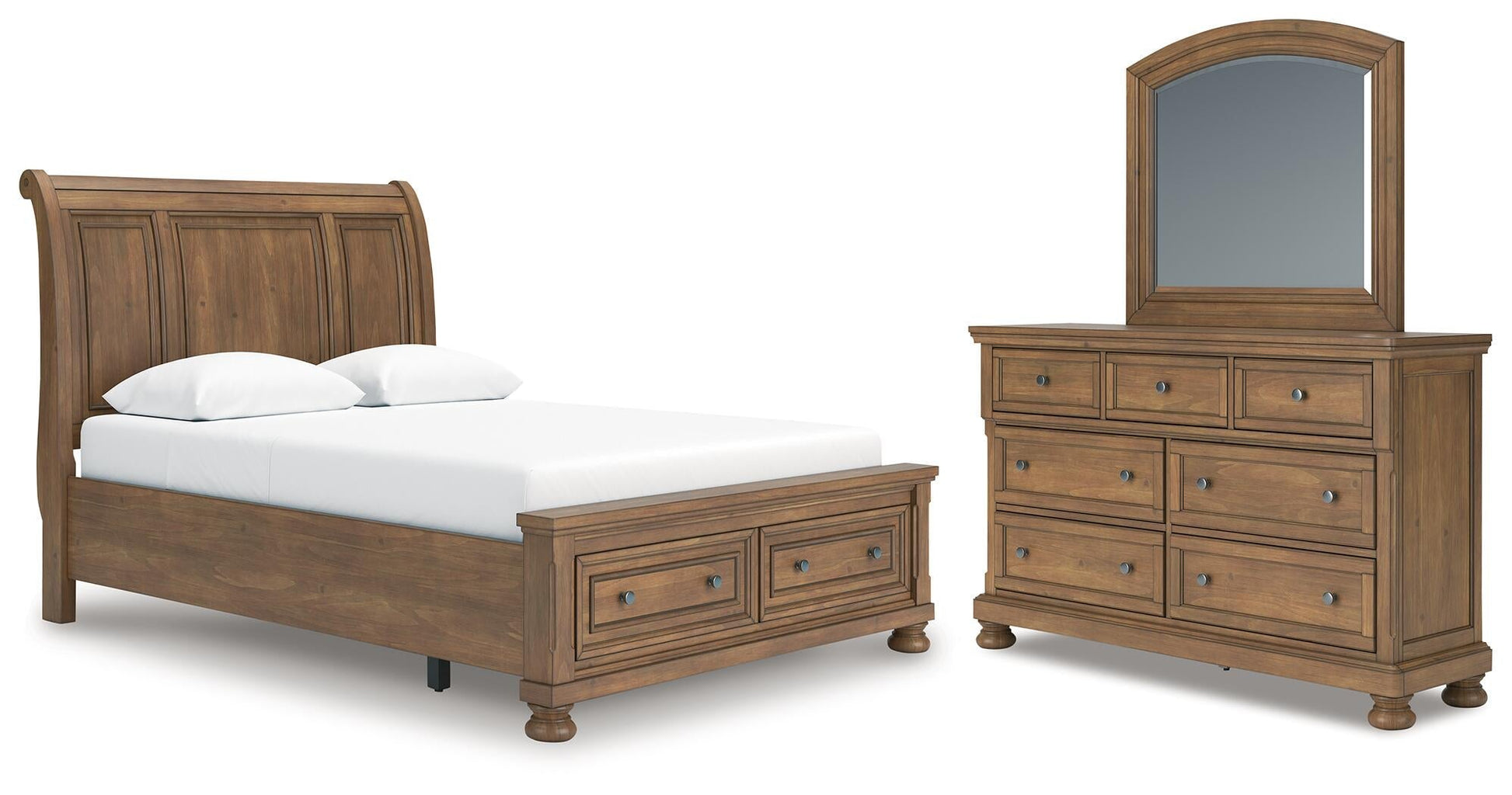 Vandenmore  Storage Sleigh Bed With Mirrored Dresser Signature Design by Ashley®