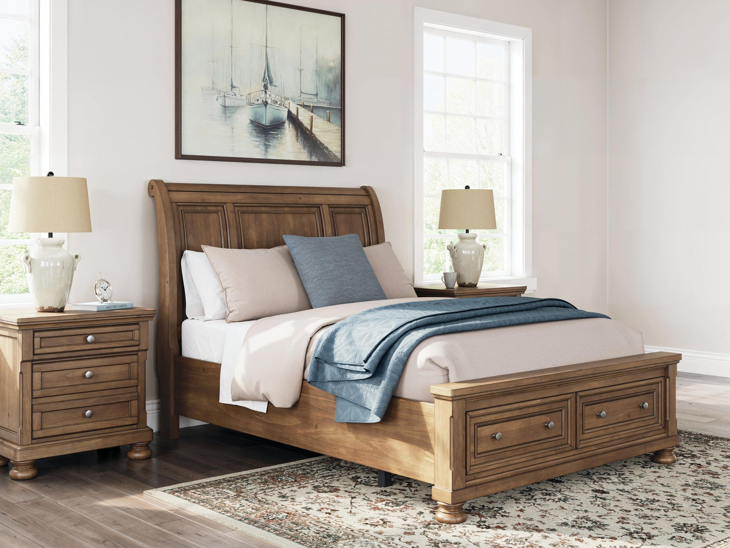 Vandenmore  Storage Sleigh Bed With Mirrored Dresser Signature Design by Ashley®