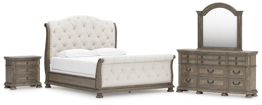 Ardenfield California  Upholstered Sleigh Bed, Dresser, Mirror And Nightstand Signature Design by Ashley®