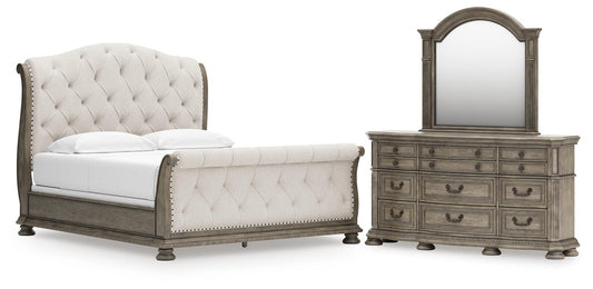 Ardenfield California  Upholstered Sleigh Bed, Dresser And Mirror Signature Design by Ashley®