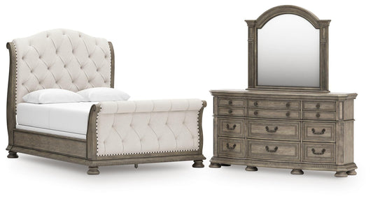 Ardenfield  Upholstered Sleigh Bed, Dresser And Mirror Signature Design by Ashley®