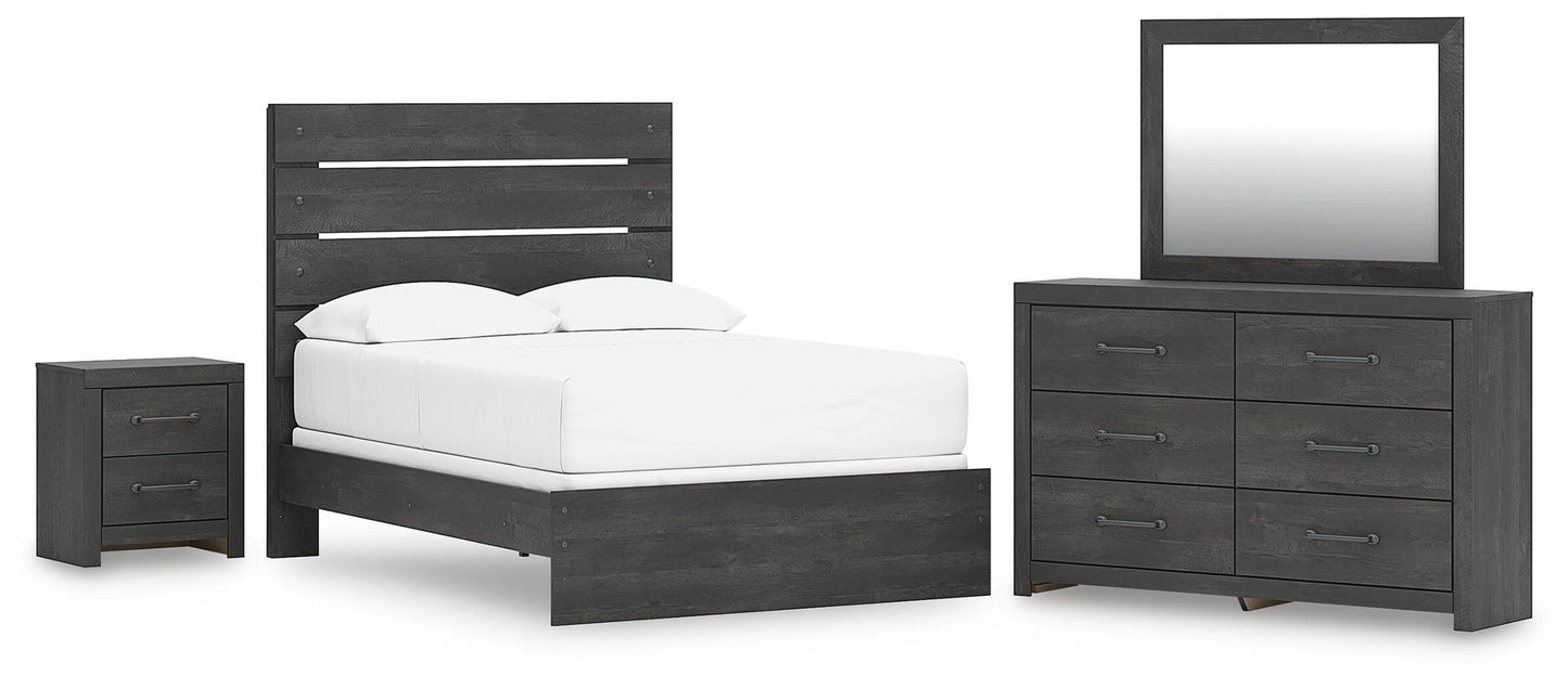 Delmorta  Panel Bed, Dresser, Mirror And Nightstand