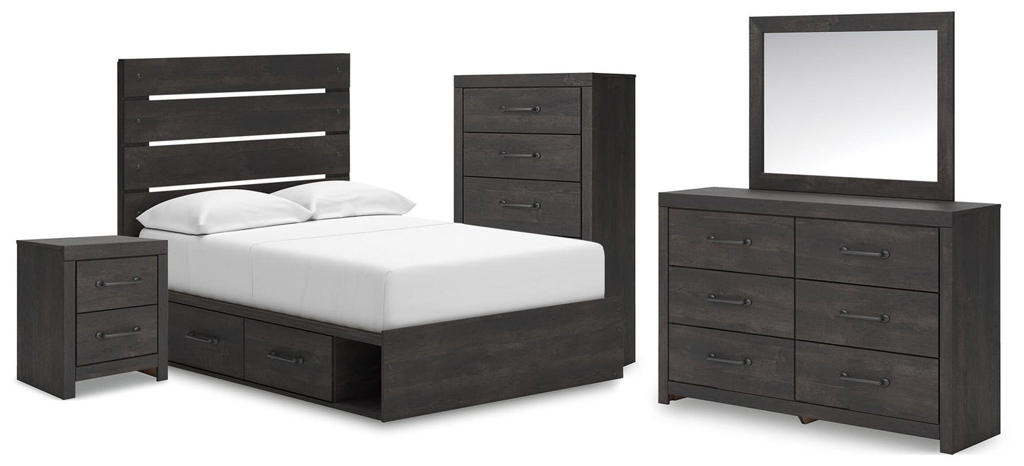 Delmorta  Panel Bed With Storage, Dresser, Mirror, Chest And Nightstand Signature Design by Ashley®