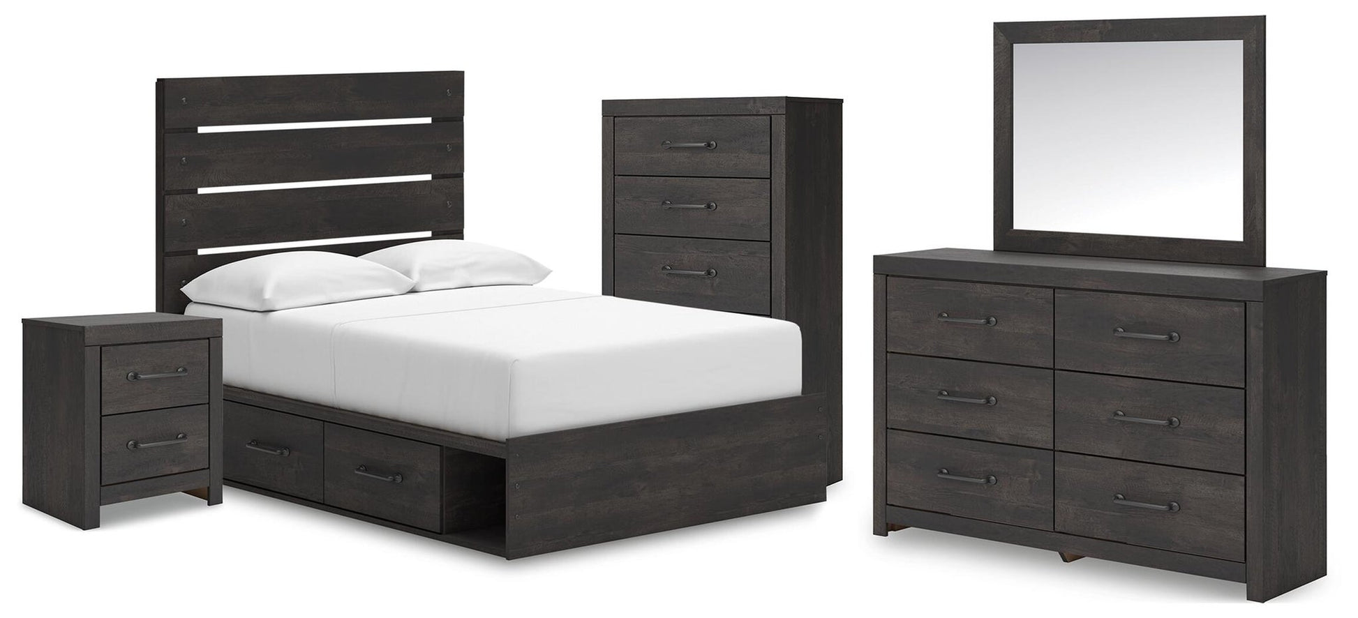 Delmorta  Panel Bed With Storage, Dresser, Mirror, Chest And Nightstand Signature Design by Ashley®