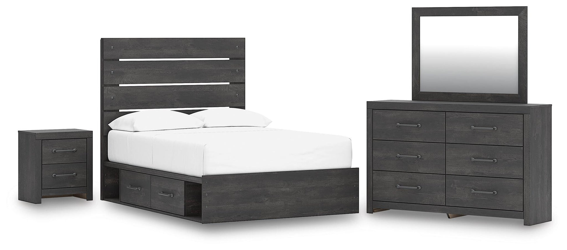 Delmorta  Panel Bed With Storage, Dresser, Mirror And Nightstand Signature Design by Ashley®
