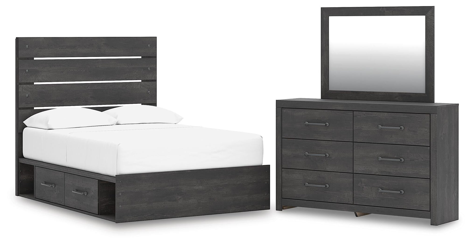 Delmorta  Panel Bed With Storage, Dresser And Mirror Signature Design by Ashley®