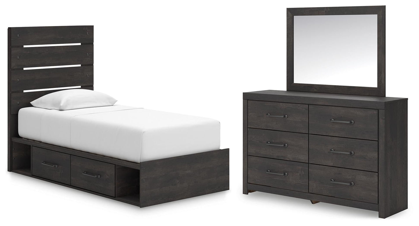 Delmorta  Panel Bed With Storage, Dresser And Mirror Signature Design by Ashley®