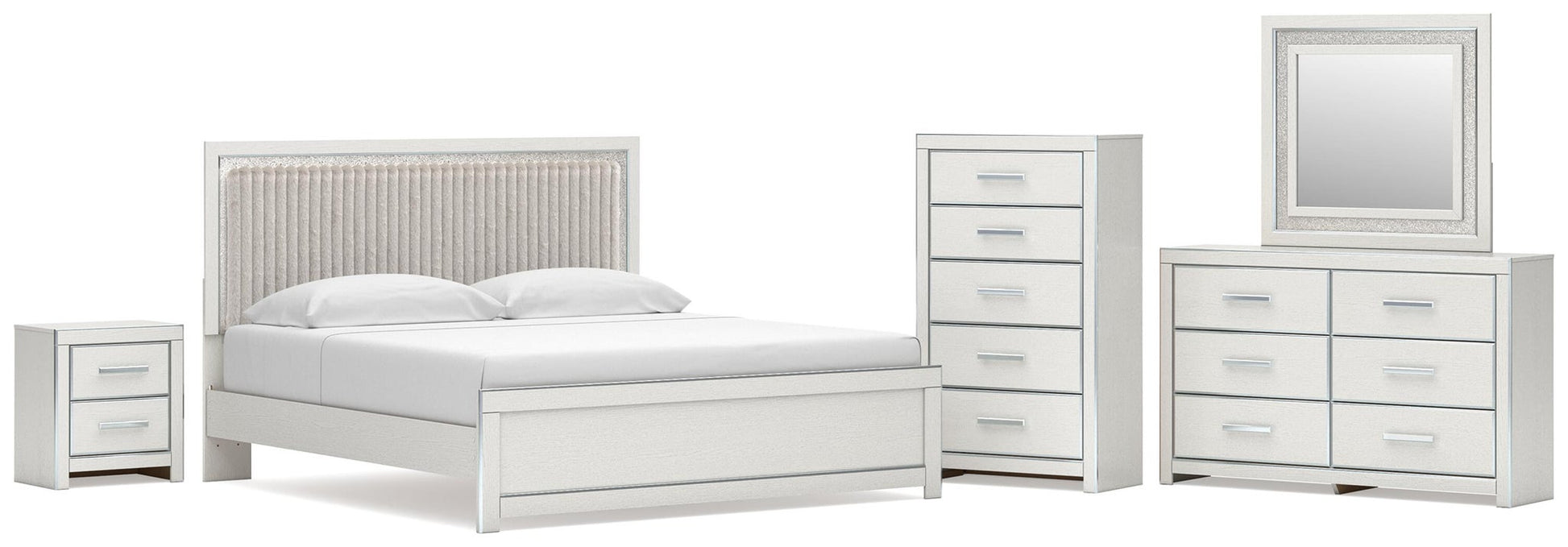 Birmonton  Upholstered Panel Platform Bed, Dresser, Mirror, Chest And Nightstand Signature Design by Ashley®