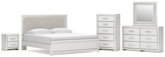 Zuraleus  Upholstered Panel Platform Bed, Dresser, Mirror, Chest And Nightstand Signature Design by Ashley®