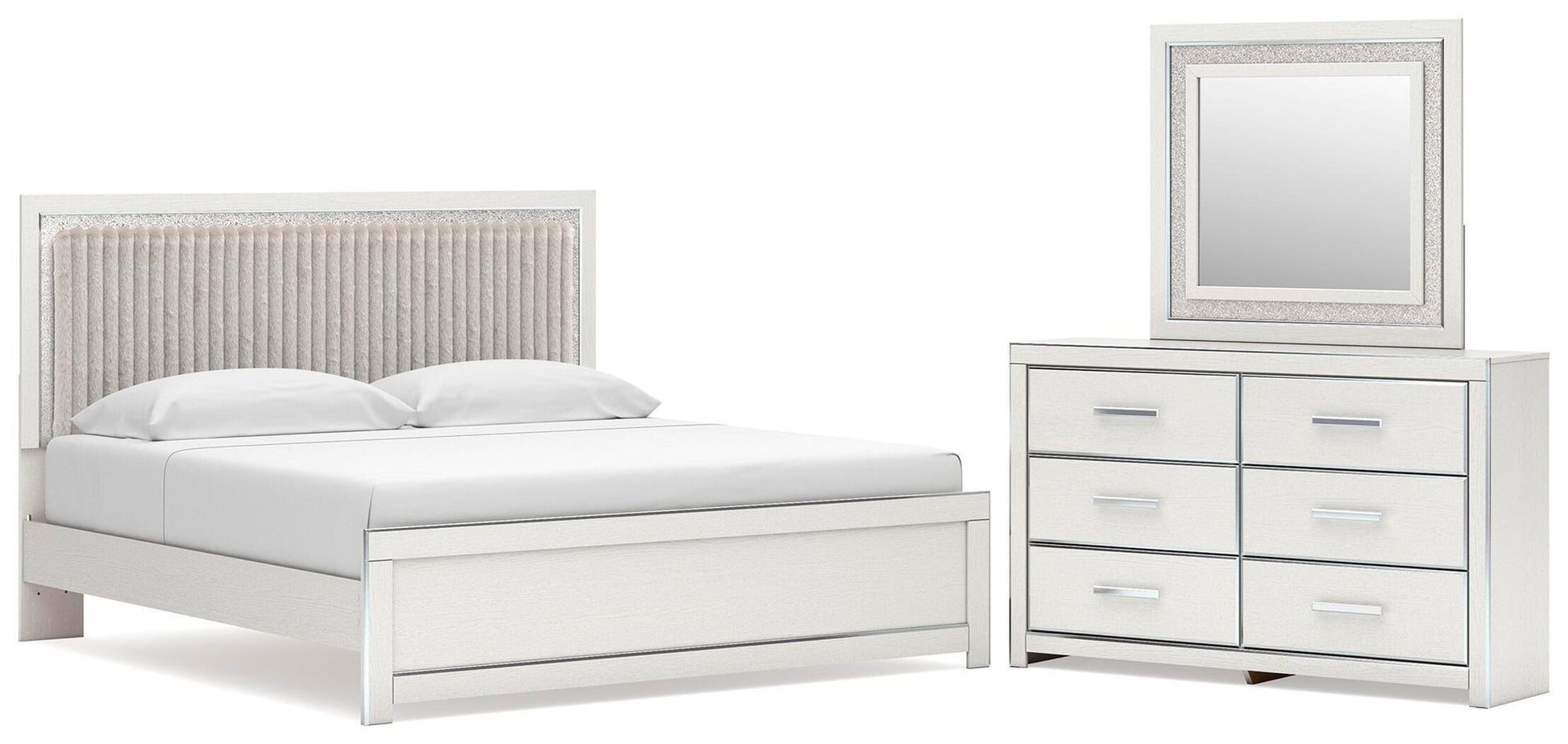 Birmonton  Upholstered Panel Platform Bed, Dresser And Mirror Signature Design by Ashley®
