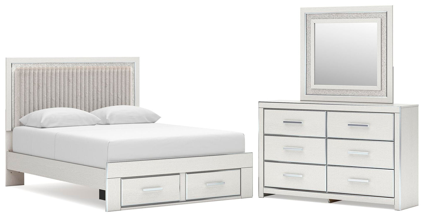 Birmonton  Upholstered Panel Platform Storage Bed, Dresser And Mirror Signature Design by Ashley®