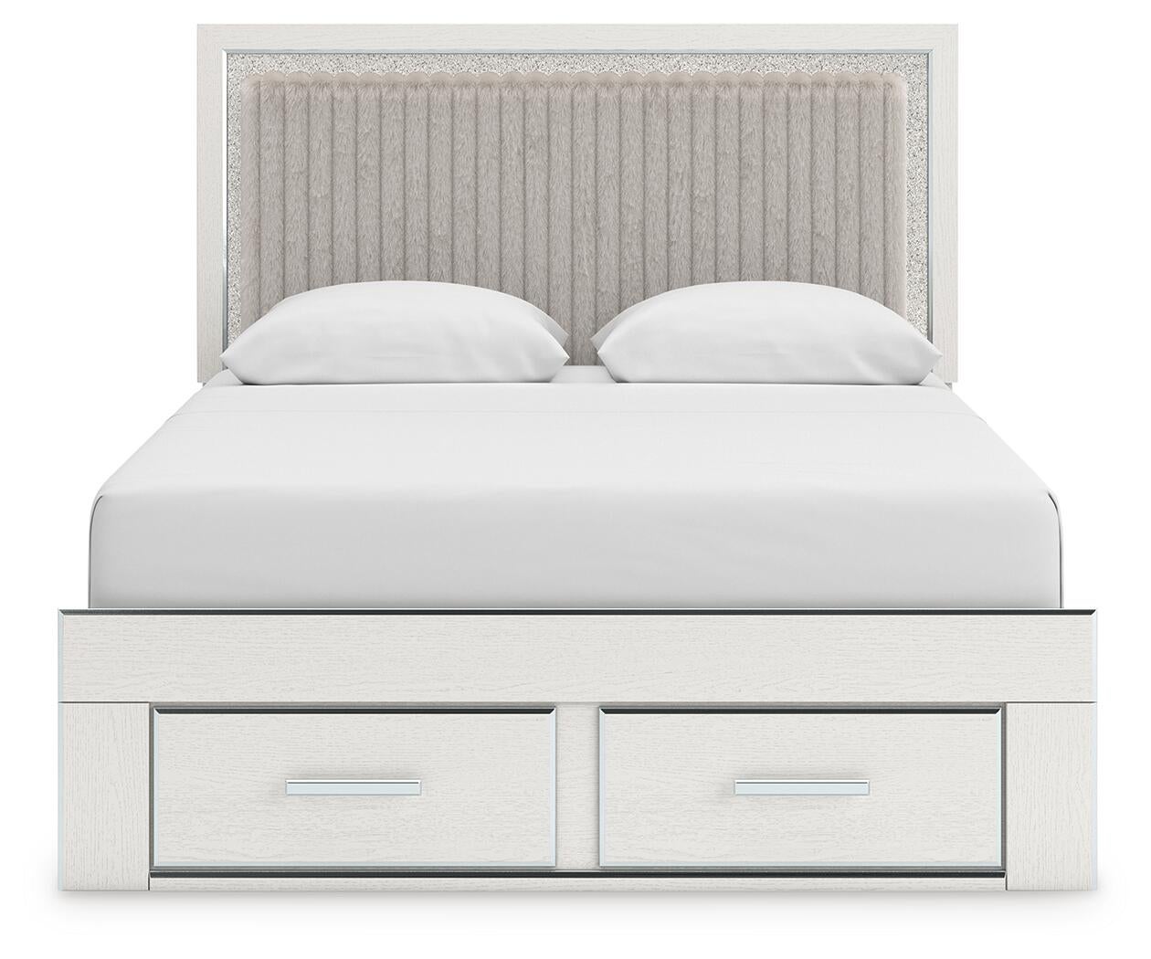 Birmonton  Upholstered Panel Platform Storage Bed, Dresser And Mirror Signature Design by Ashley®