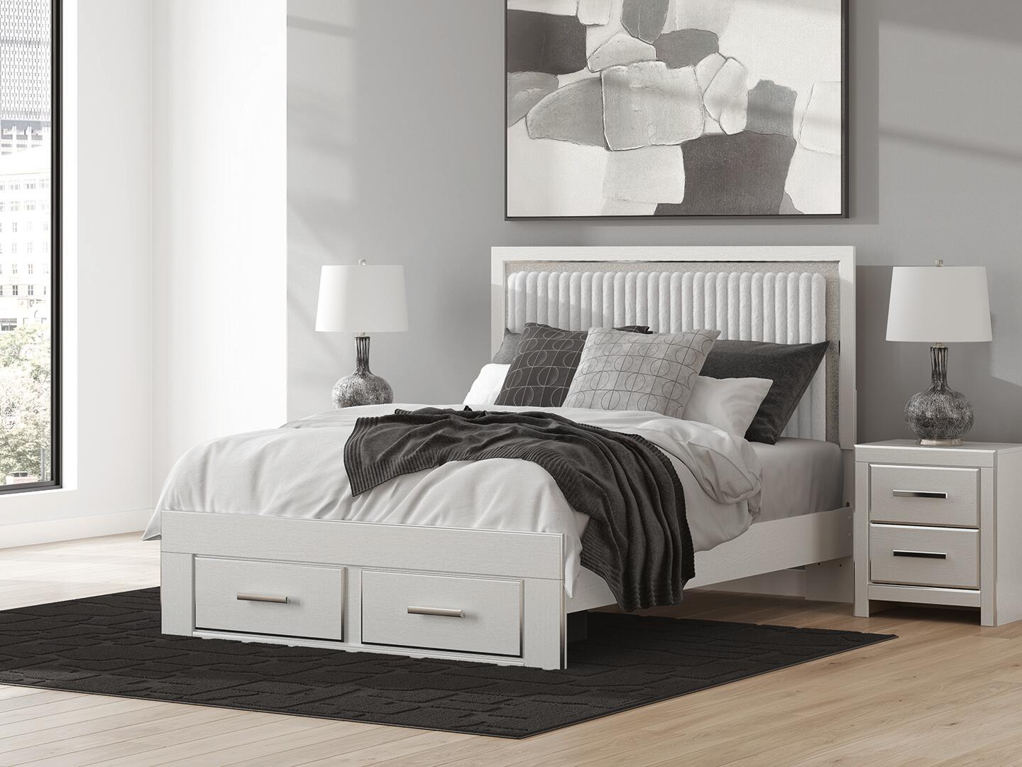 Birmonton  Upholstered Panel Platform Storage Bed, Dresser And Mirror Signature Design by Ashley®
