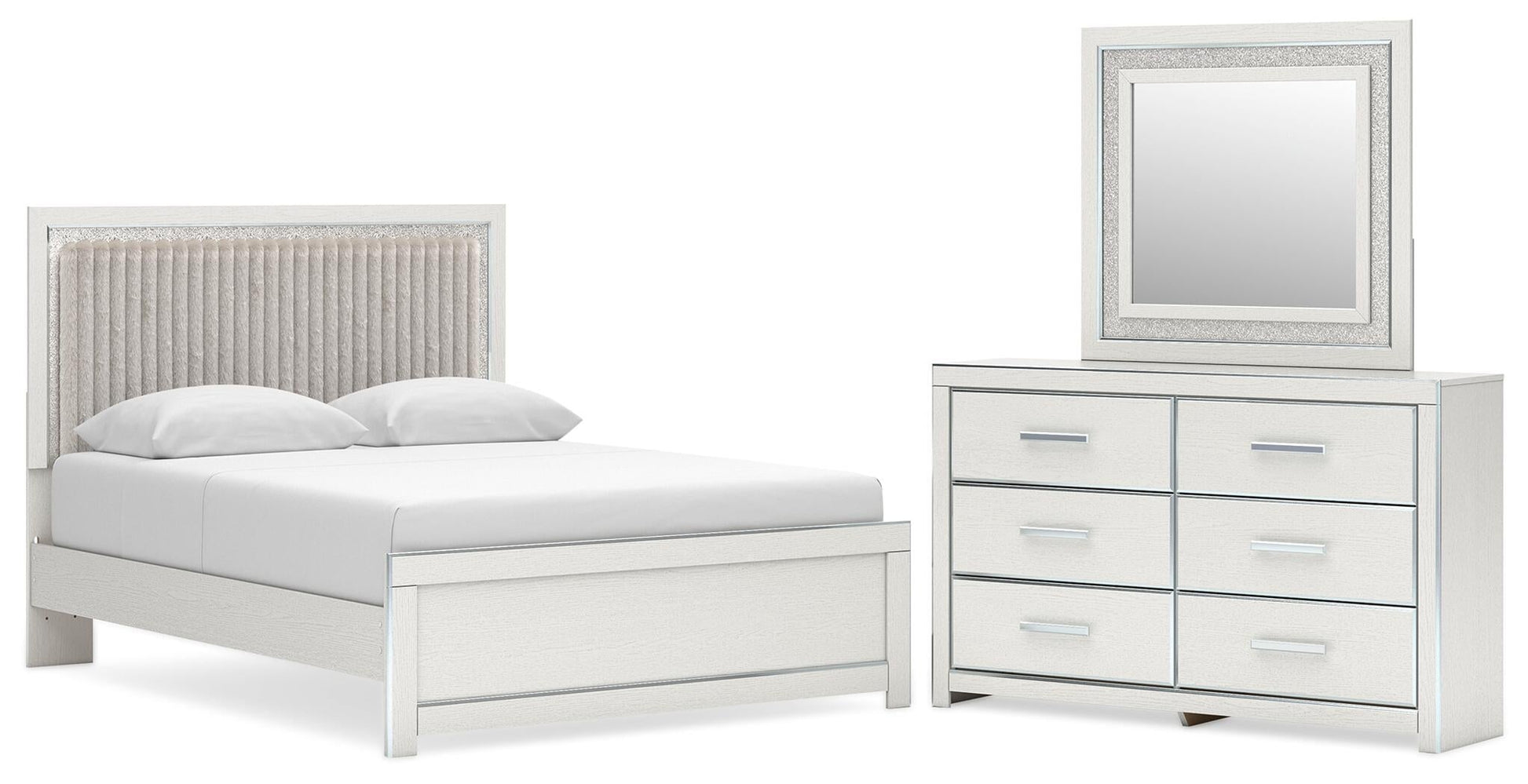 Birmonton  Upholstered Panel Platform Bed, Dresser And Mirror Signature Design by Ashley®