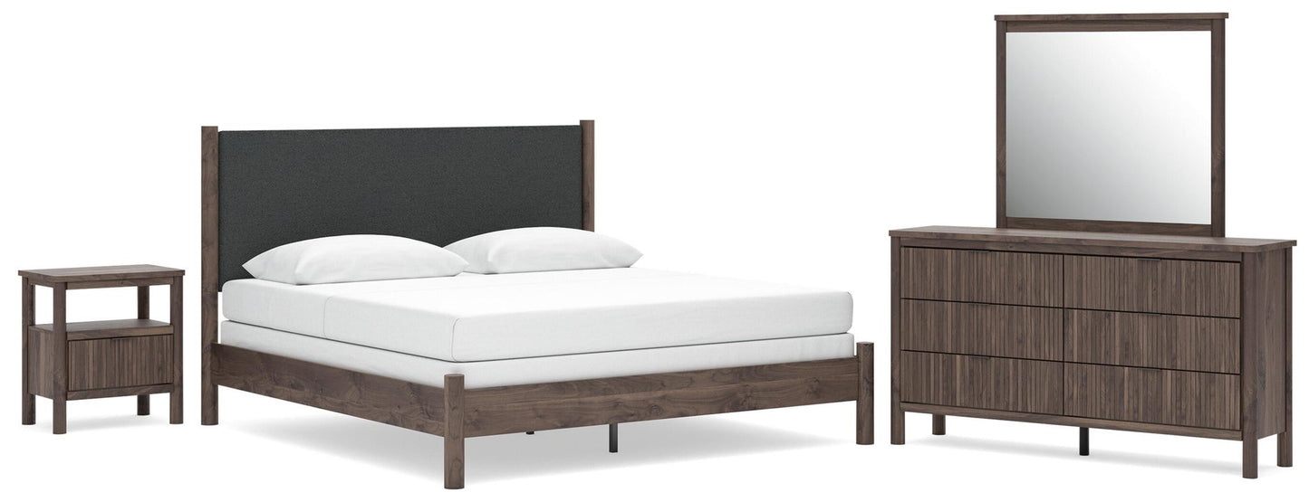 Cadmori  Upholstered Panel Bed, Dresser, Mirror And Nightstand Signature Design by Ashley®