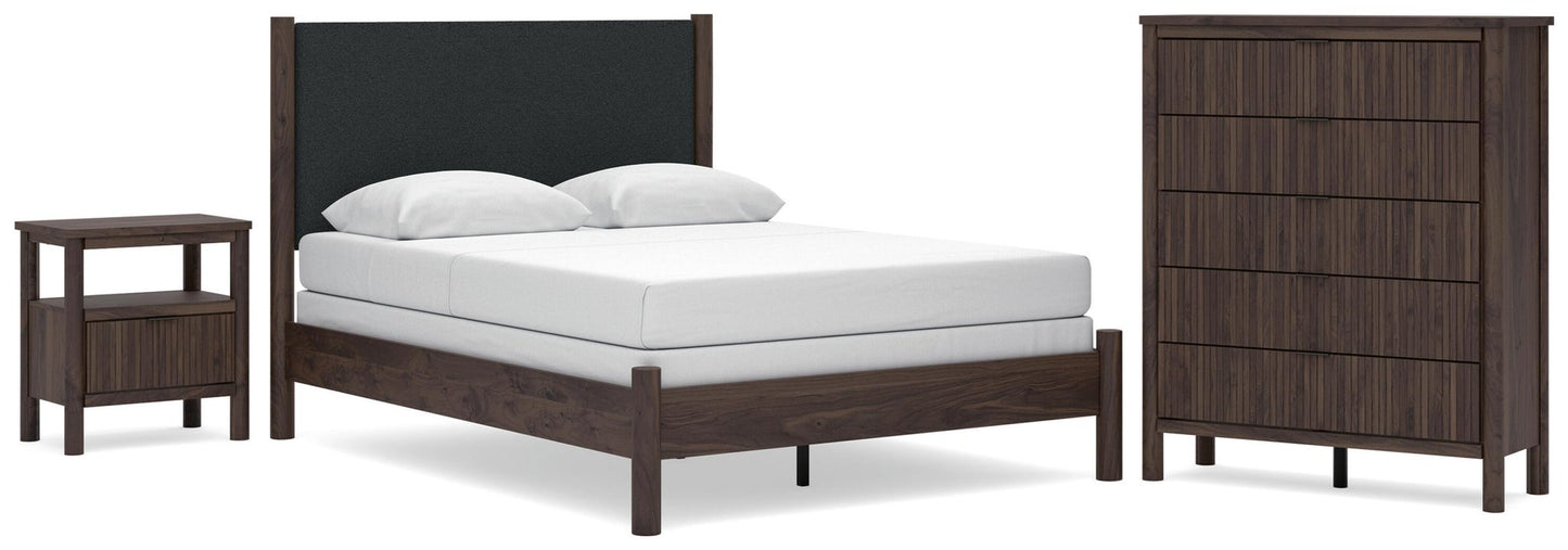 Cadmori  Upholstered Panel Bed, Dresser, Mirror And Nightstand Signature Design by Ashley®