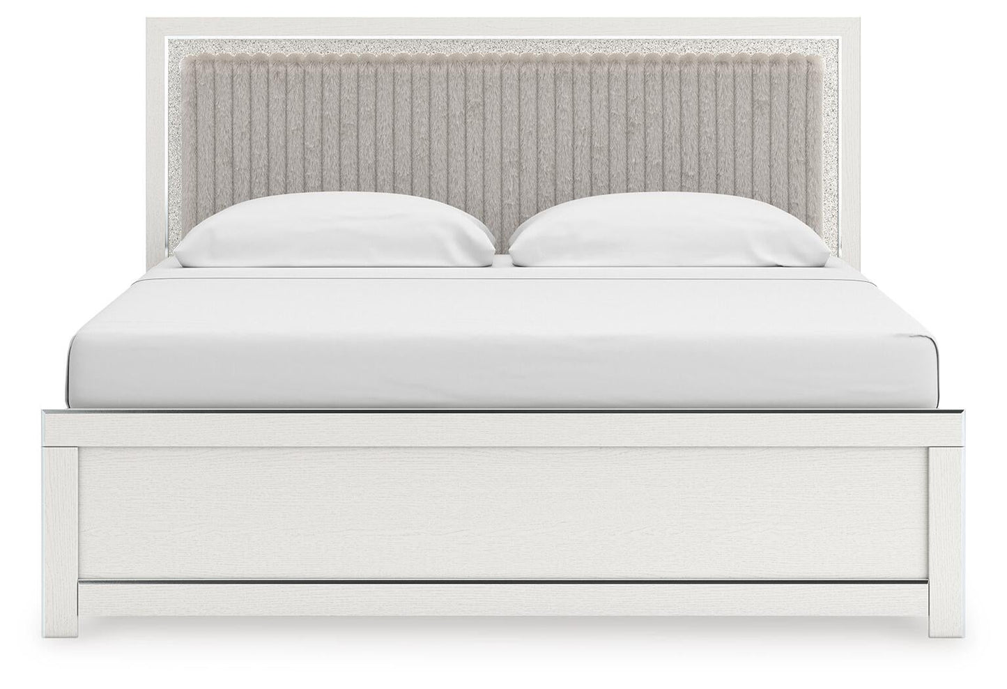 Birmonton  Upholstered Panel Bed, Dresser, Mirror And Nightstand