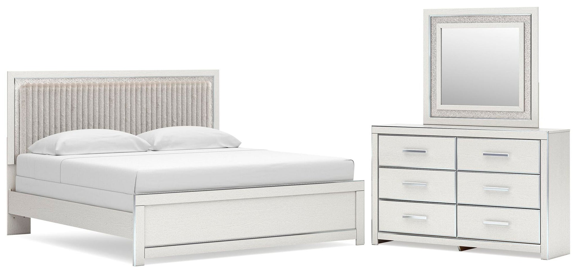 Birmonton  Upholstered Panel Bed, Dresser And Mirror Signature Design by Ashley®