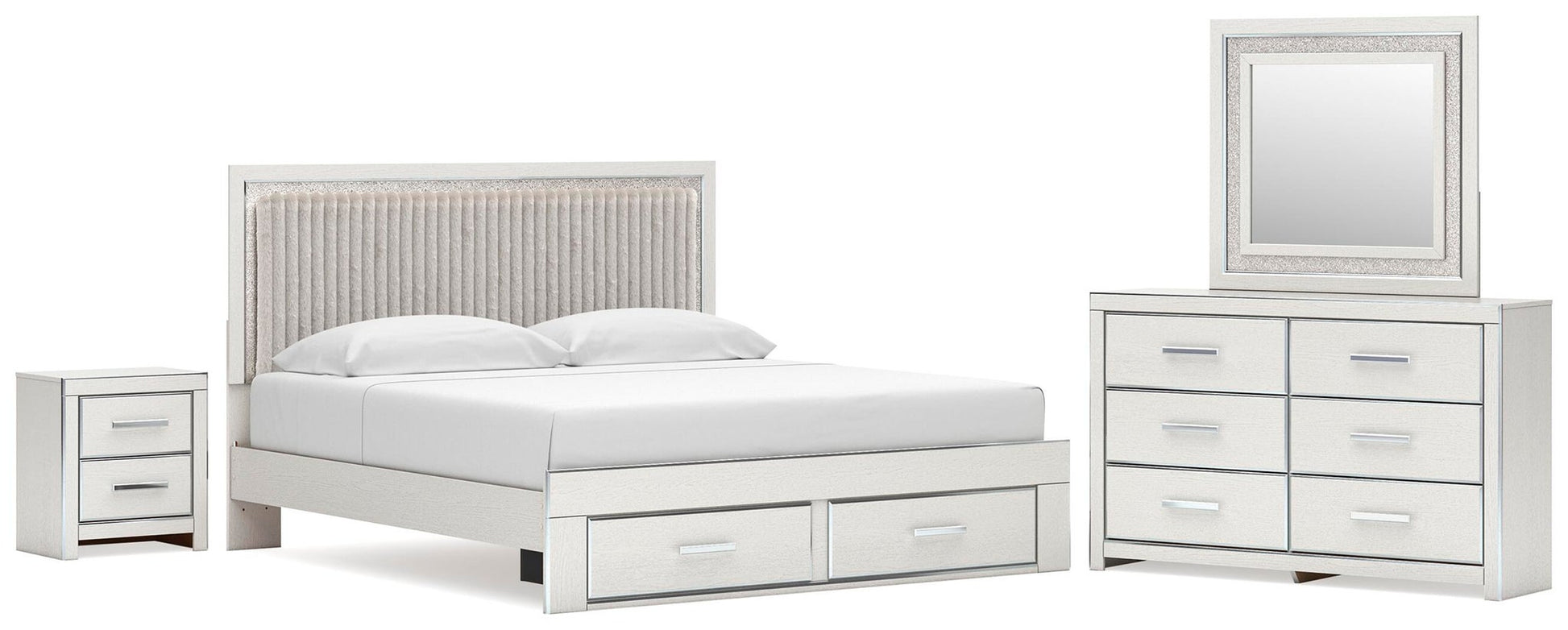 Birmonton  Upholstered Panel Platform Storage Bed, Dresser, Mirror And Nightstand Signature Design by Ashley®