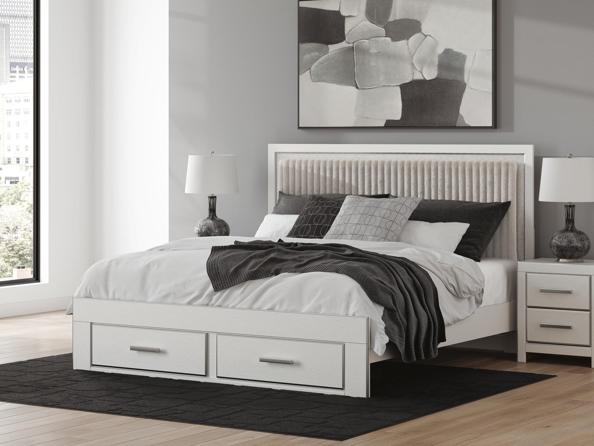Birmonton  Upholstered Panel Platform Storage Bed, Dresser, Mirror And Nightstand Signature Design by Ashley®