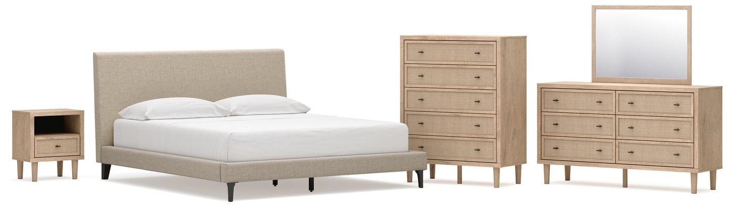 Cielden California  Upholstered Bed With Roll Slats, Dresser, Mirror, Chest And Nightstand Signature Design by Ashley®