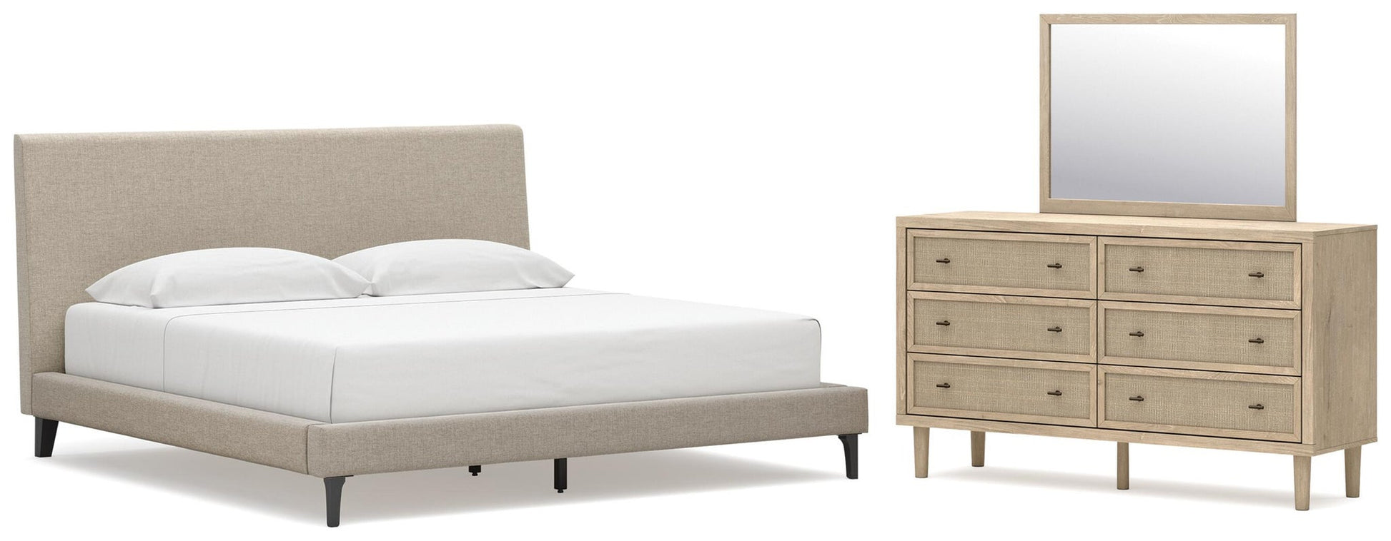 Cielden  Upholstered Bed With Roll Slats, Dresser And Mirror Signature Design by Ashley®