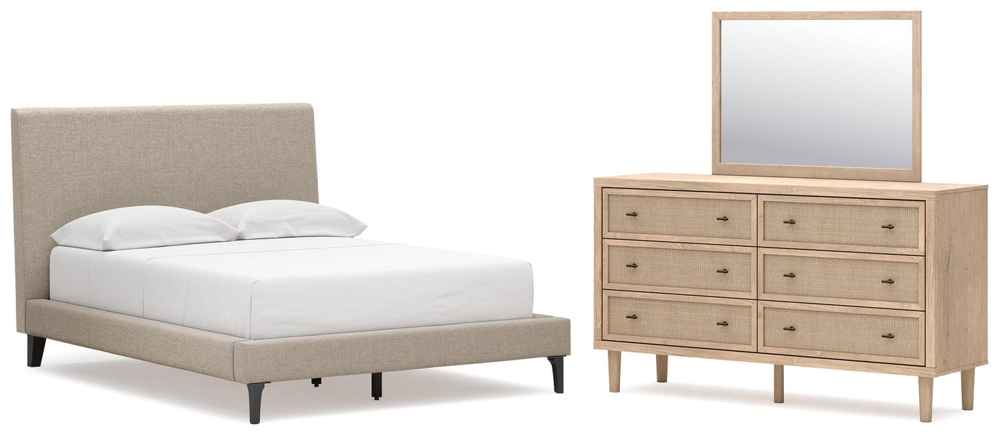 Cielden  Upholstered Bed With Roll Slats, Dresser And Mirror Signature Design by Ashley®