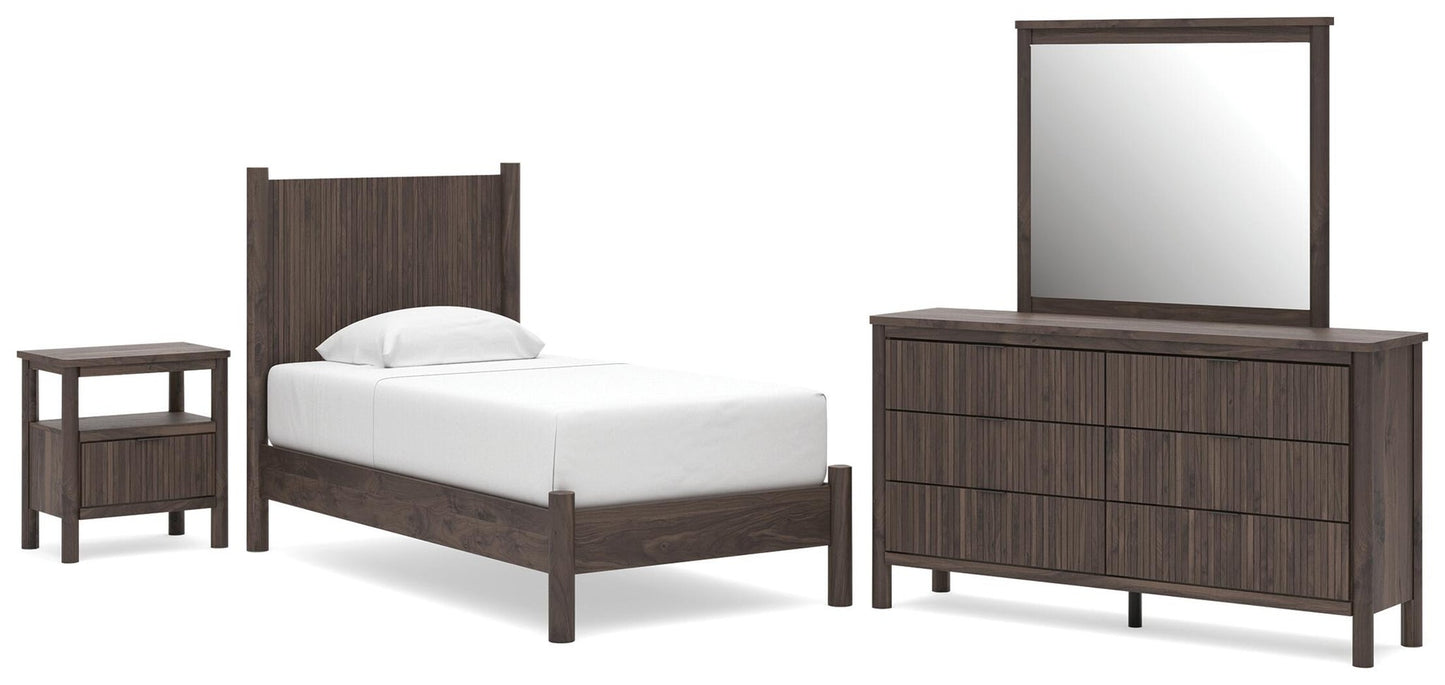 Cadmori  Panel Platform Bed, Dresser, Mirror And Nightstand