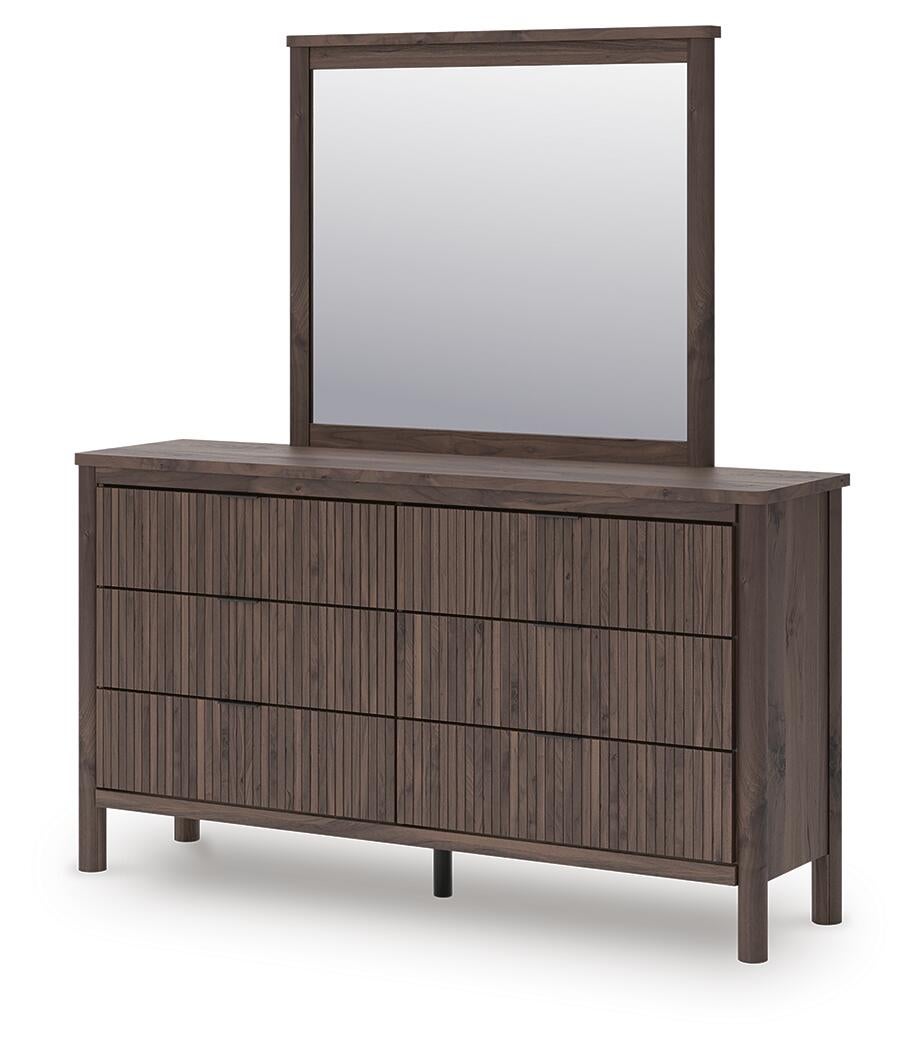 Cadmori  Upholstered Panel Platform Bed, Dresser, Mirror And Nightstand Signature Design by Ashley®