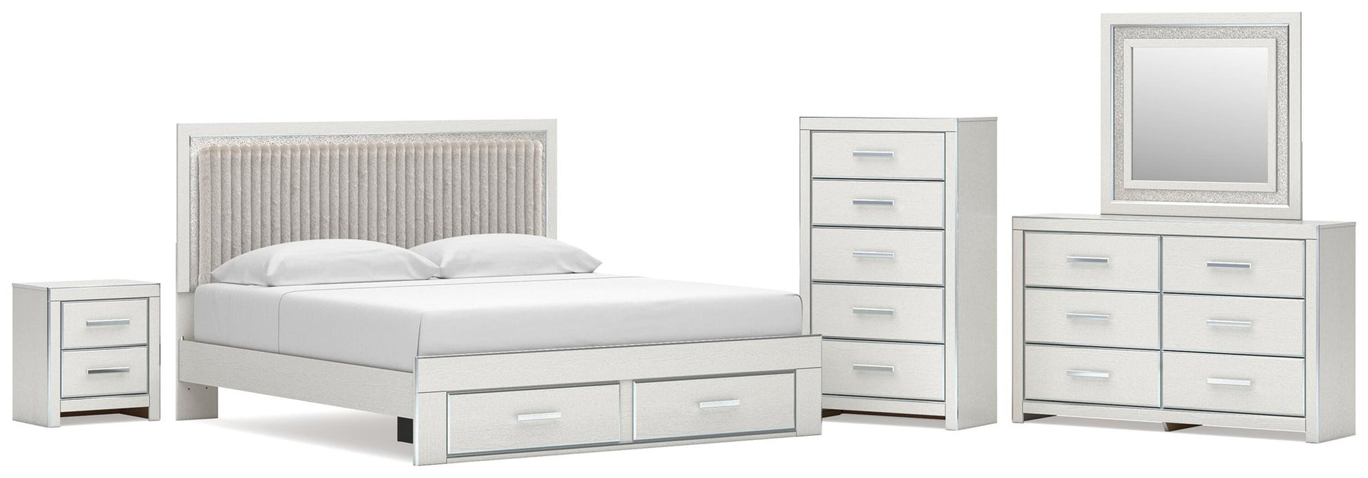 Birmonton  Upholstered Panel Platform Storage Bed, Dresser, Mirror, Chest And Nightstand Signature Design by Ashley®