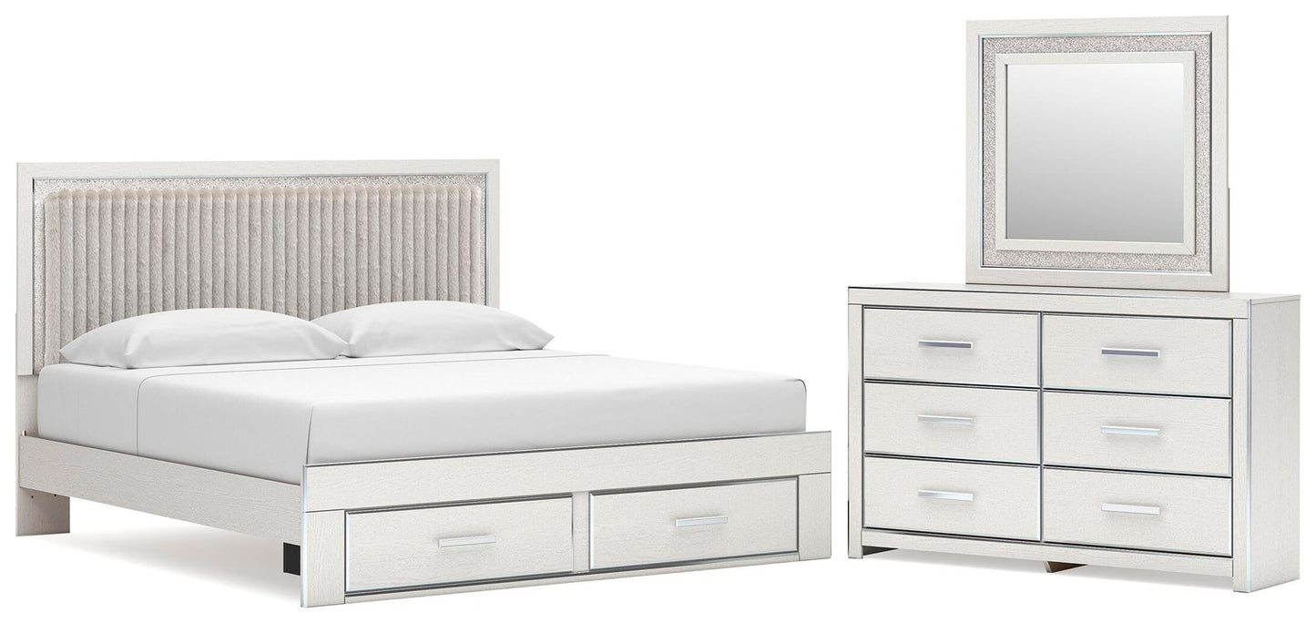 Birmonton  Upholstered Panel Platform Storage Bed, Dresser And Mirror Signature Design by Ashley®