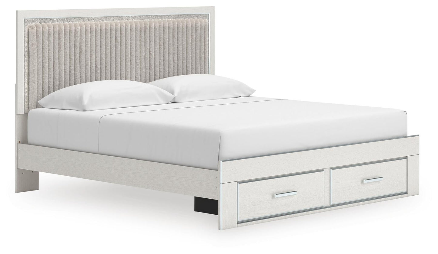 Birmonton  Upholstered Panel Platform Storage Bed, Dresser And Mirror Signature Design by Ashley®