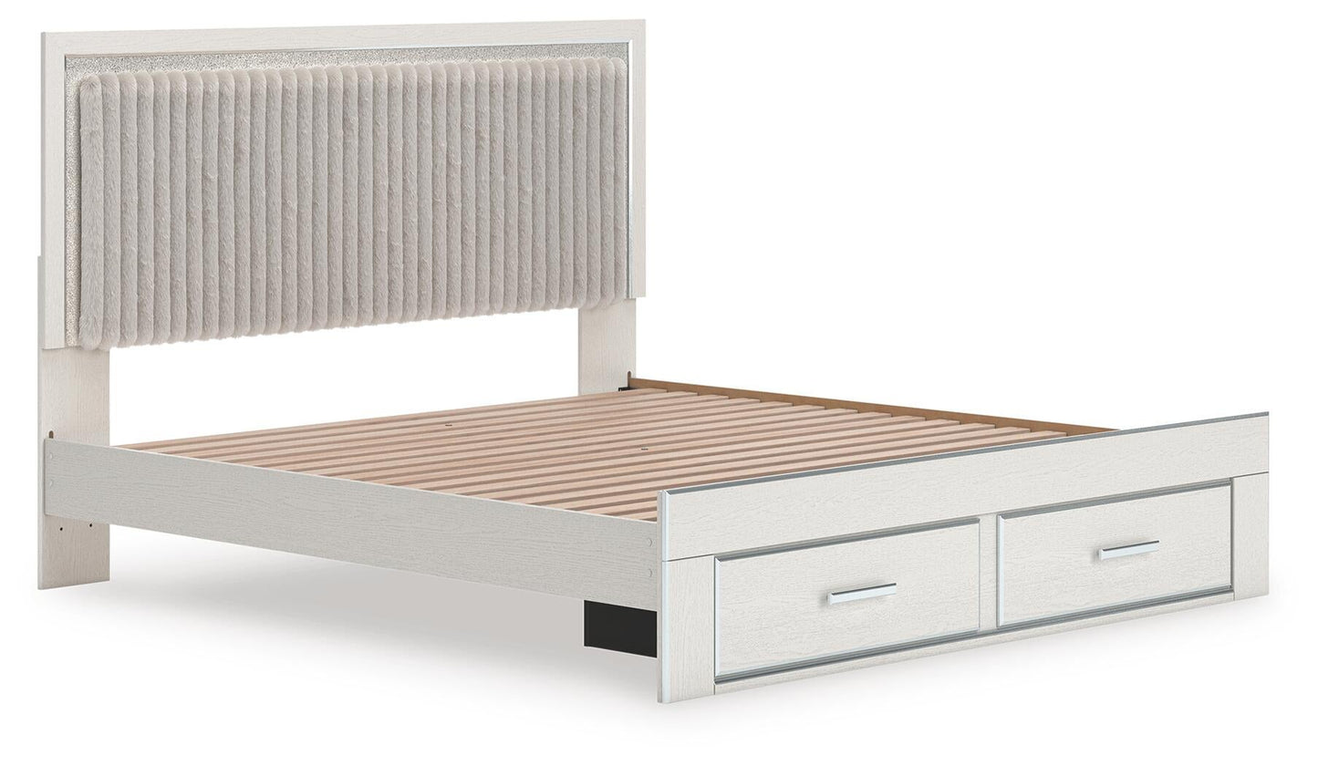 Birmonton  Upholstered Panel Platform Storage Bed, Dresser And Mirror Signature Design by Ashley®