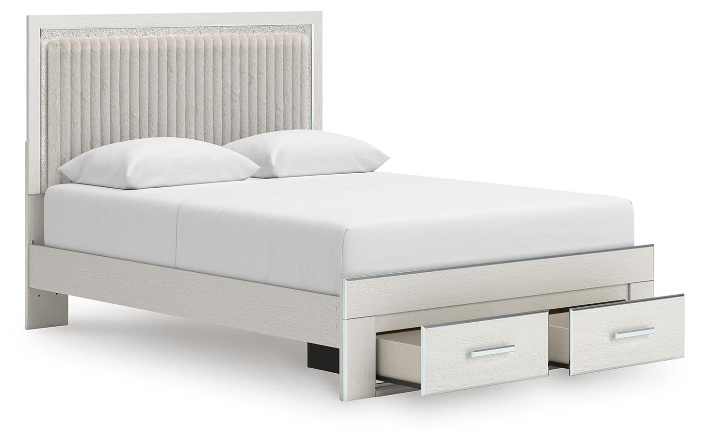 Birmonton  Upholstered Panel Platform Storage Bed, Dresser, Mirror, Chest And Nightstand