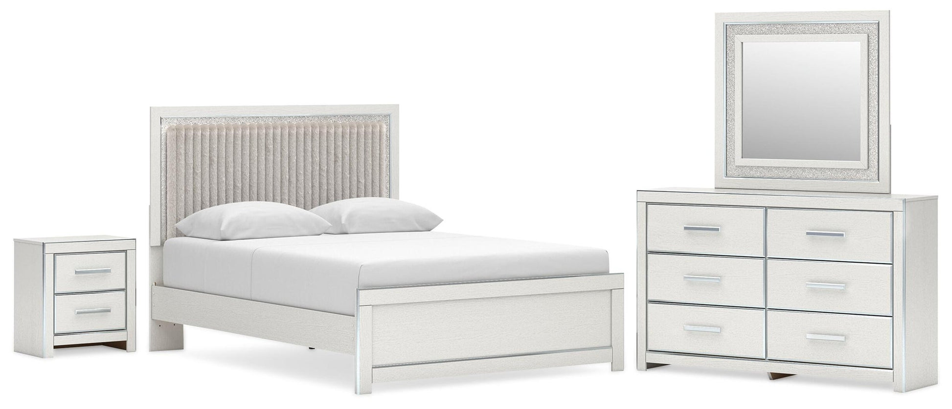 Birmonton  Upholstered Panel Platform Bed, Dresser, Mirror And Nightstand Signature Design by Ashley®