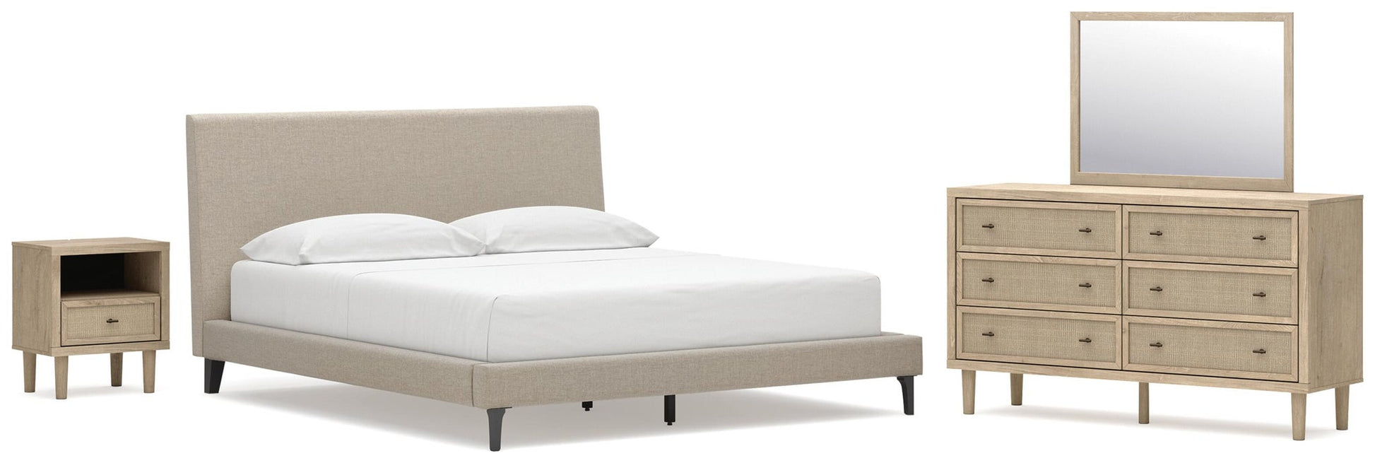Cielden California  Upholstered Bed With Roll Slats, Dresser, Mirror And Nightstand Signature Design by Ashley®
