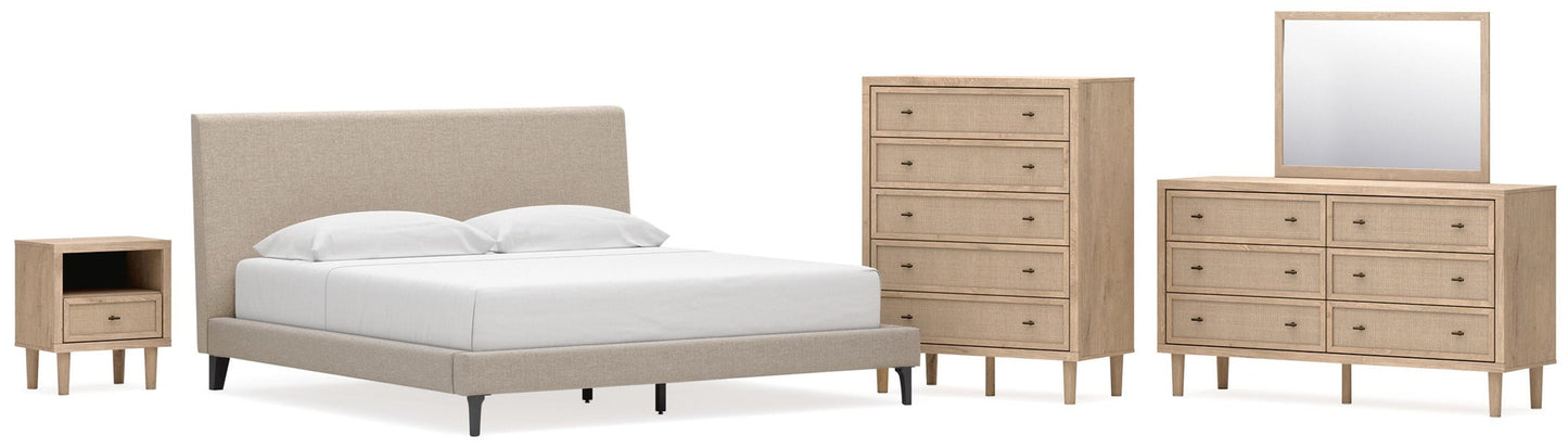 Cielden  Upholstered Bed With Roll Slats, Dresser, Mirror, Chest And Nightstand Signature Design by Ashley®