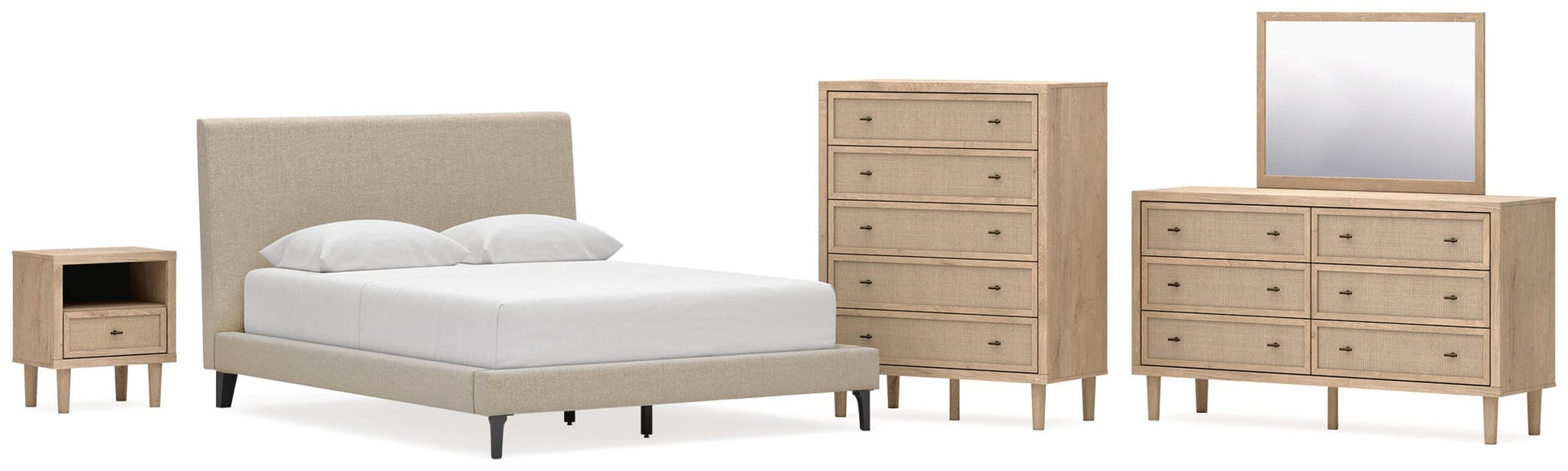 Cielden  Upholstered Bed With Roll Slats, Dresser, Mirror, Chest And Nightstand Signature Design by Ashley®