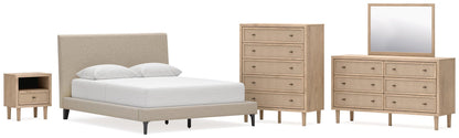 Cielden  Upholstered Bed With Roll Slats, Dresser, Mirror, Chest And Nightstand Signature Design by Ashley®