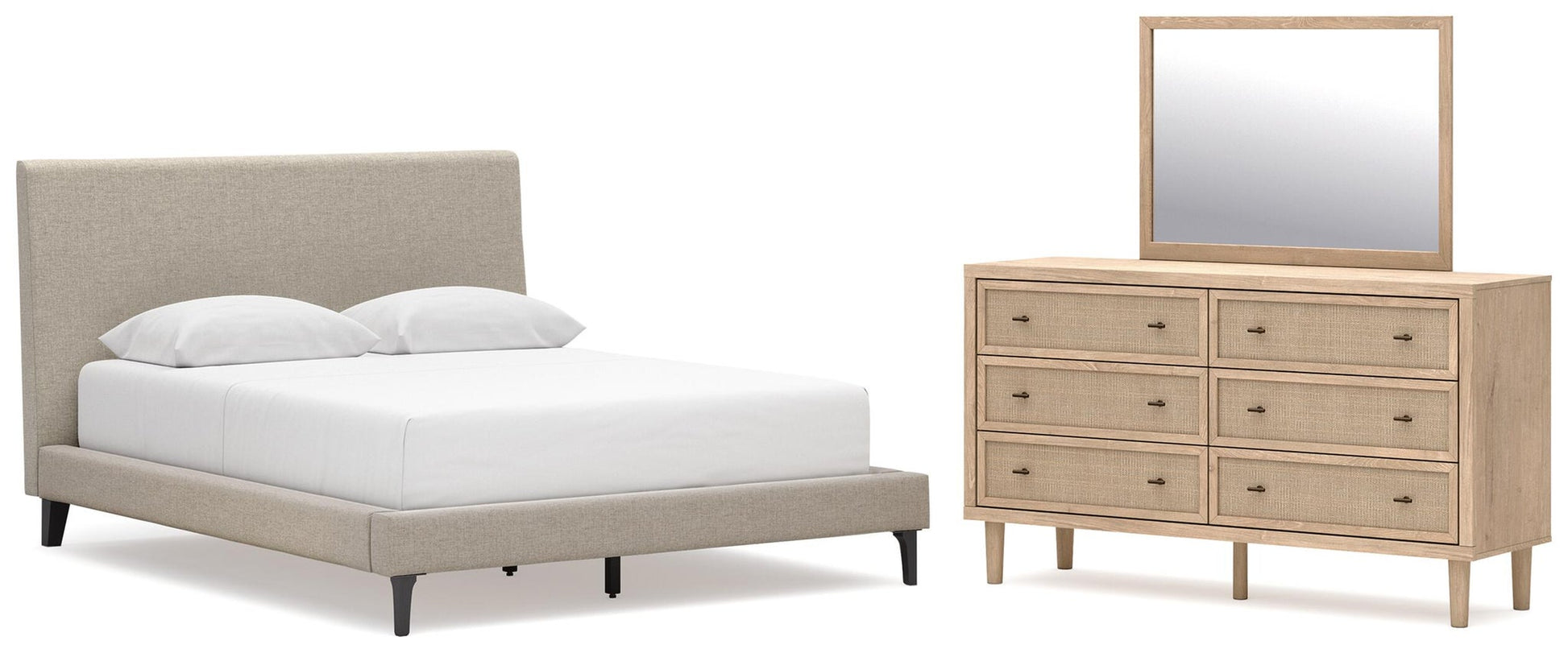 Cielden  Upholstered Bed With Roll Slats, Dresser And Mirror Signature Design by Ashley®
