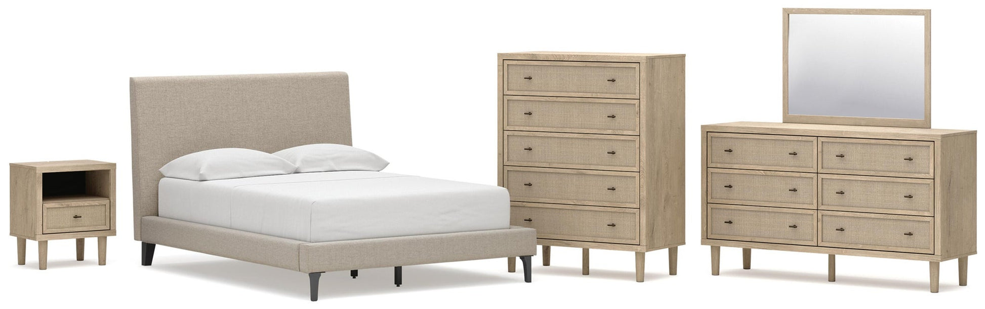 Cielden  Upholstered Bed With Roll Slats, Dresser, Mirror, Chest And Nightstand Signature Design by Ashley®